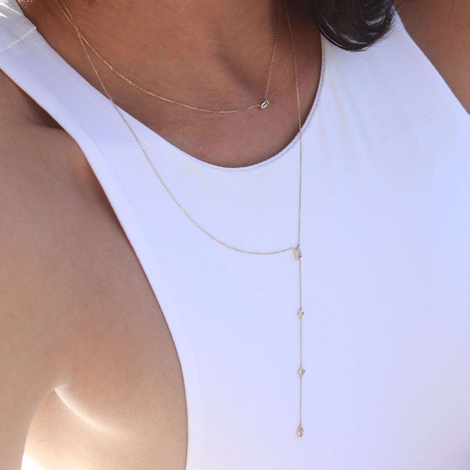 Topazu Gold Lariat Necklace